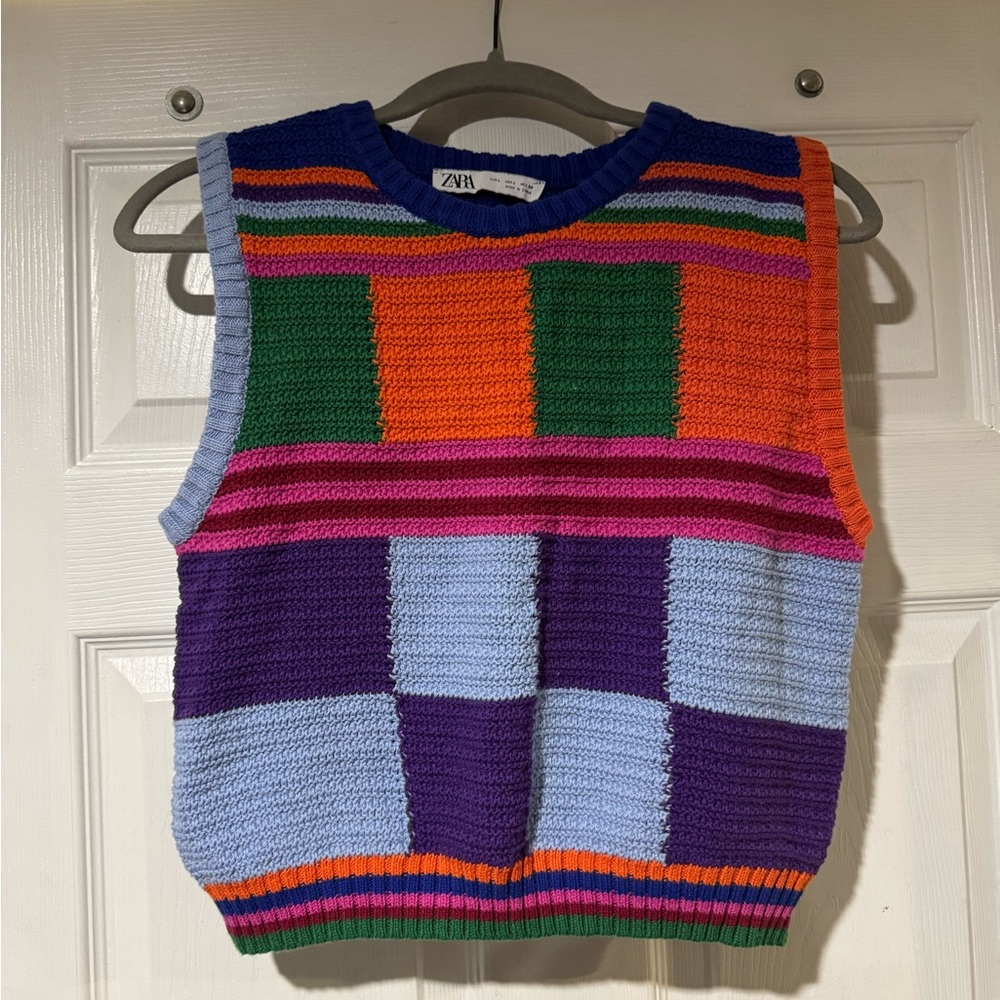 Zara Multicolor Knit Sleeveless Top